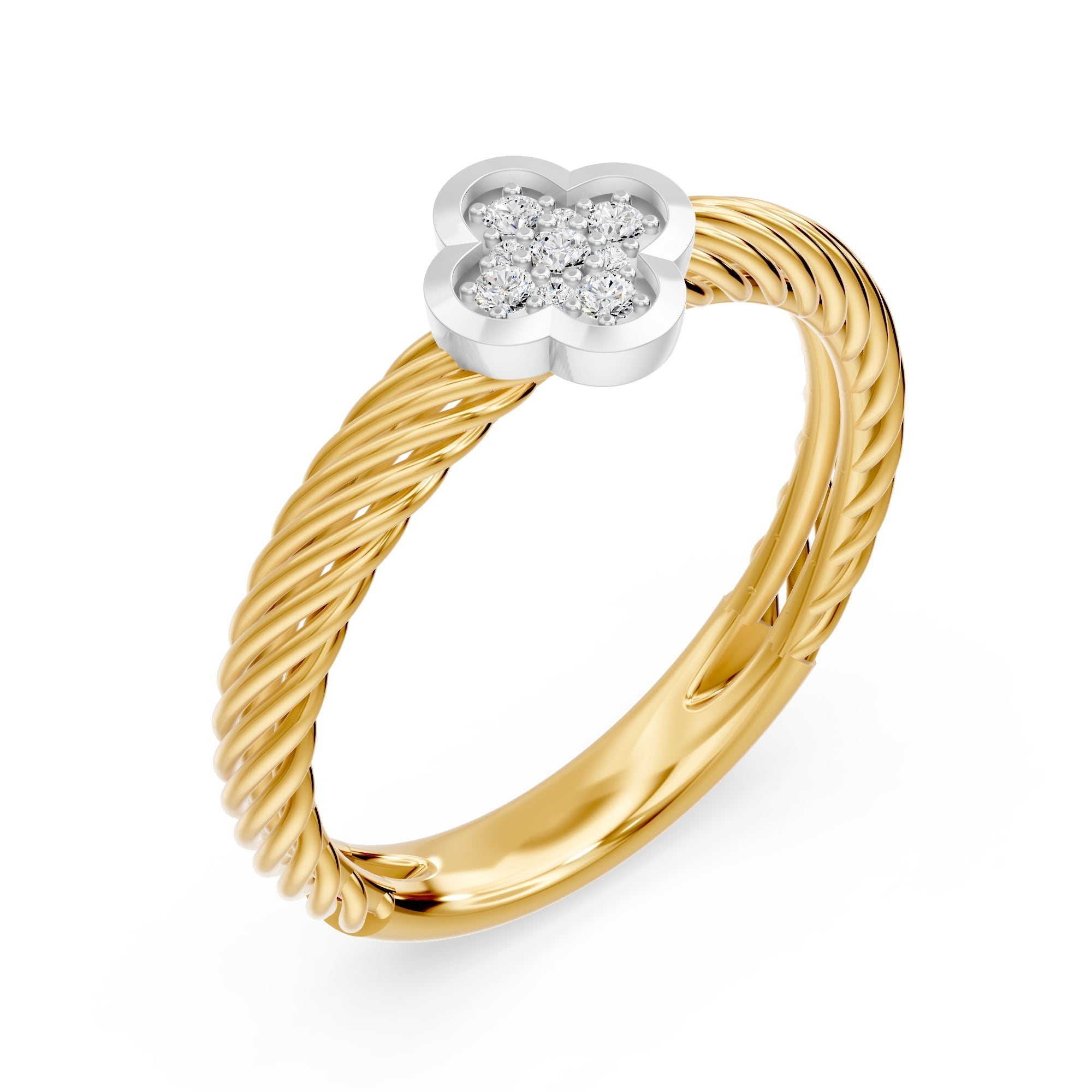 14K Solid Gold  0.08ctw Lab Grown Diamond Womens Rings