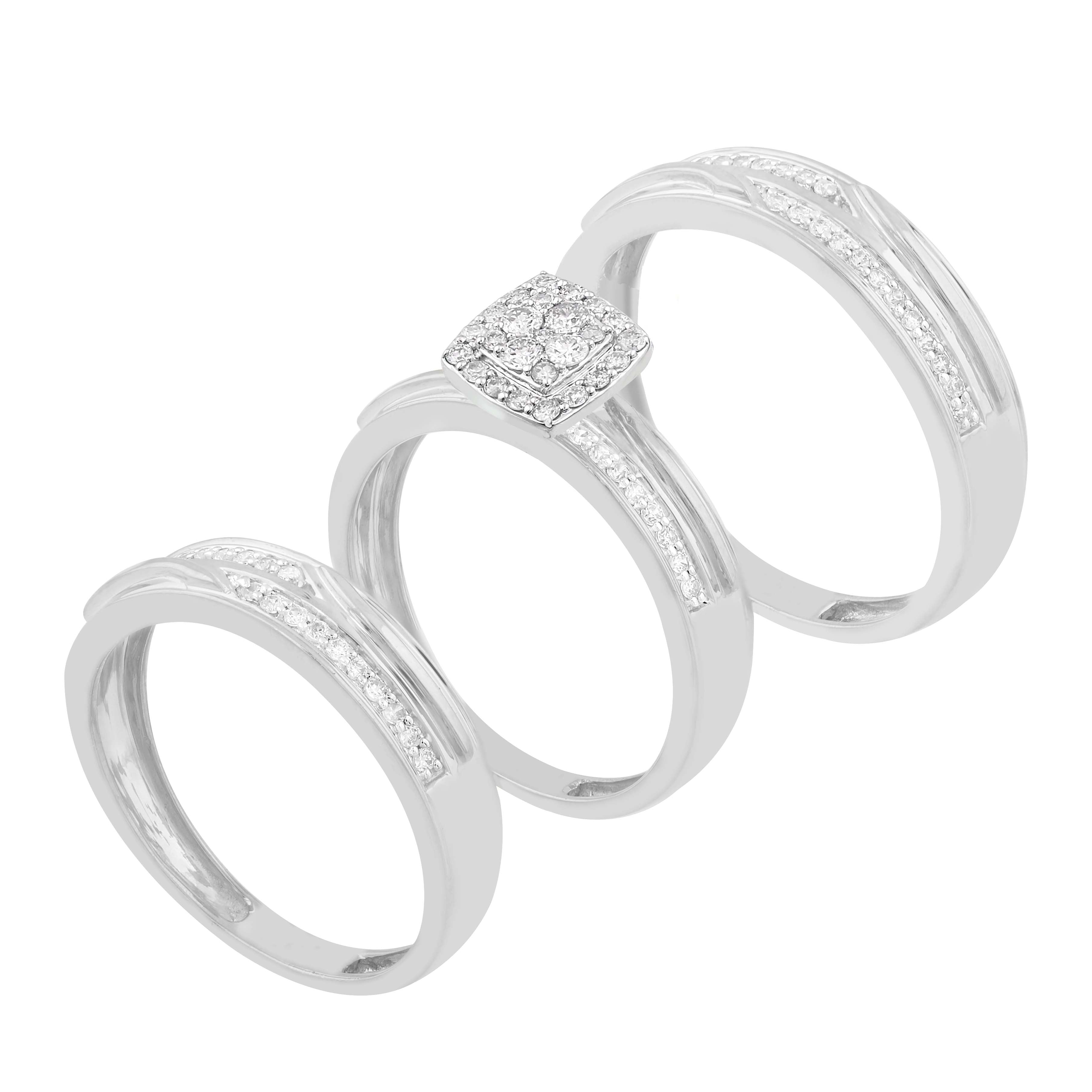 14K Solid Gold  0.50ctw Diamond Trio Wedding Set