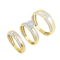 14K Solid Gold  1.04ctw Diamond Trio Wedding Set