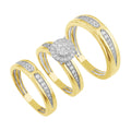 14K Solid Gold  0.65ctw Diamond Trio Wedding Set