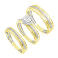 14K Solid Gold  0.46ctw Diamond Trio Wedding Set