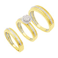 14K Solid Gold  0.44ctw Diamond Trio Wedding Set