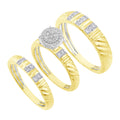 14K Solid Gold  0.42ctw Diamond Trio Wedding Set