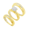 14K Solid Gold  0.27ctw Diamond Trio Wedding Set