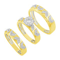 14K Solid Gold  0.46ctw Diamond Trio Wedding Set