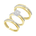 14K Solid Gold  0.54ctw Diamond Trio Wedding Set