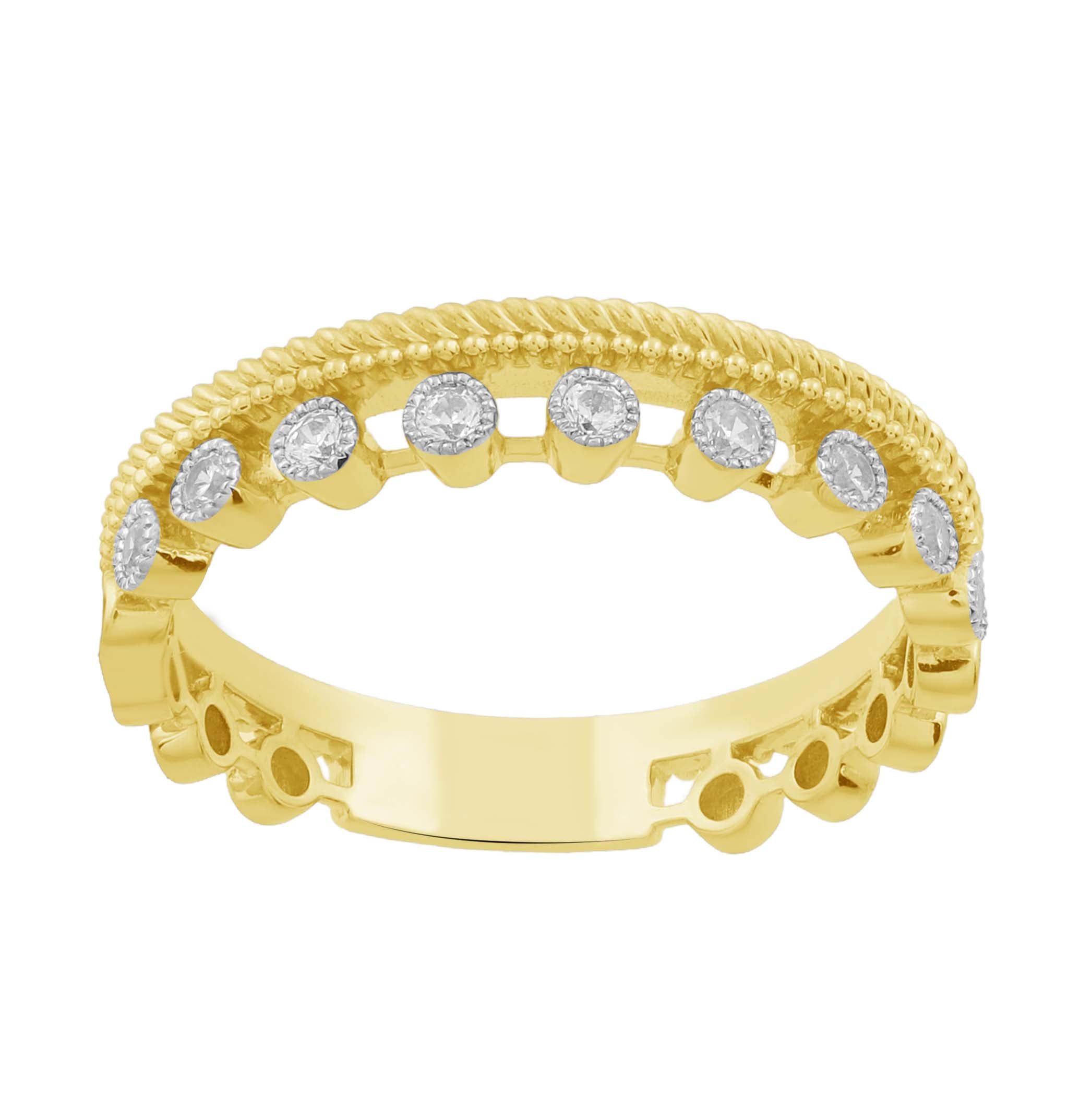 14K Solid Gold  0.17ctw Diamond Womens Rings