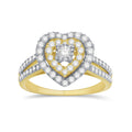 14K Solid Gold  0.79ctw Diamond Heart Womens Rings