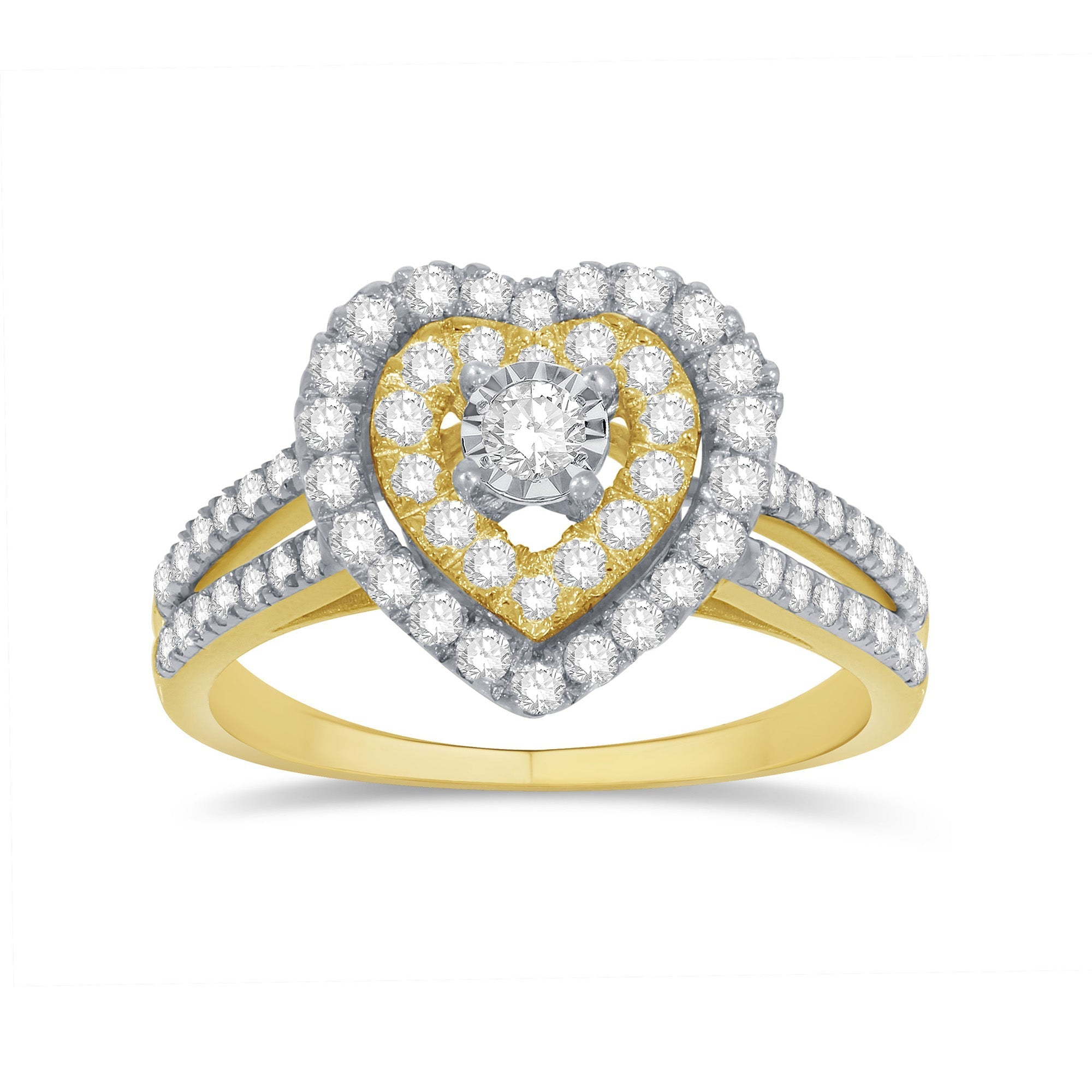 14K Solid Gold  0.79ctw Diamond Heart Womens Rings