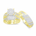 14K Solid Gold 0.62ctw Diamond Trio Wedding Set