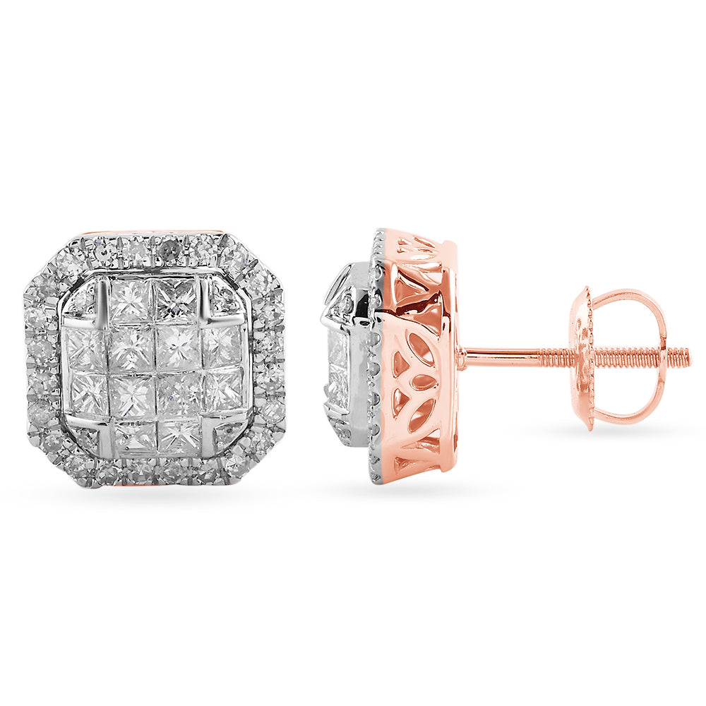 14K Solid Gold 1.10ctw Diamond Stud Earrings