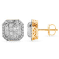 14K Solid Gold 1.10ctw Diamond Stud Earrings