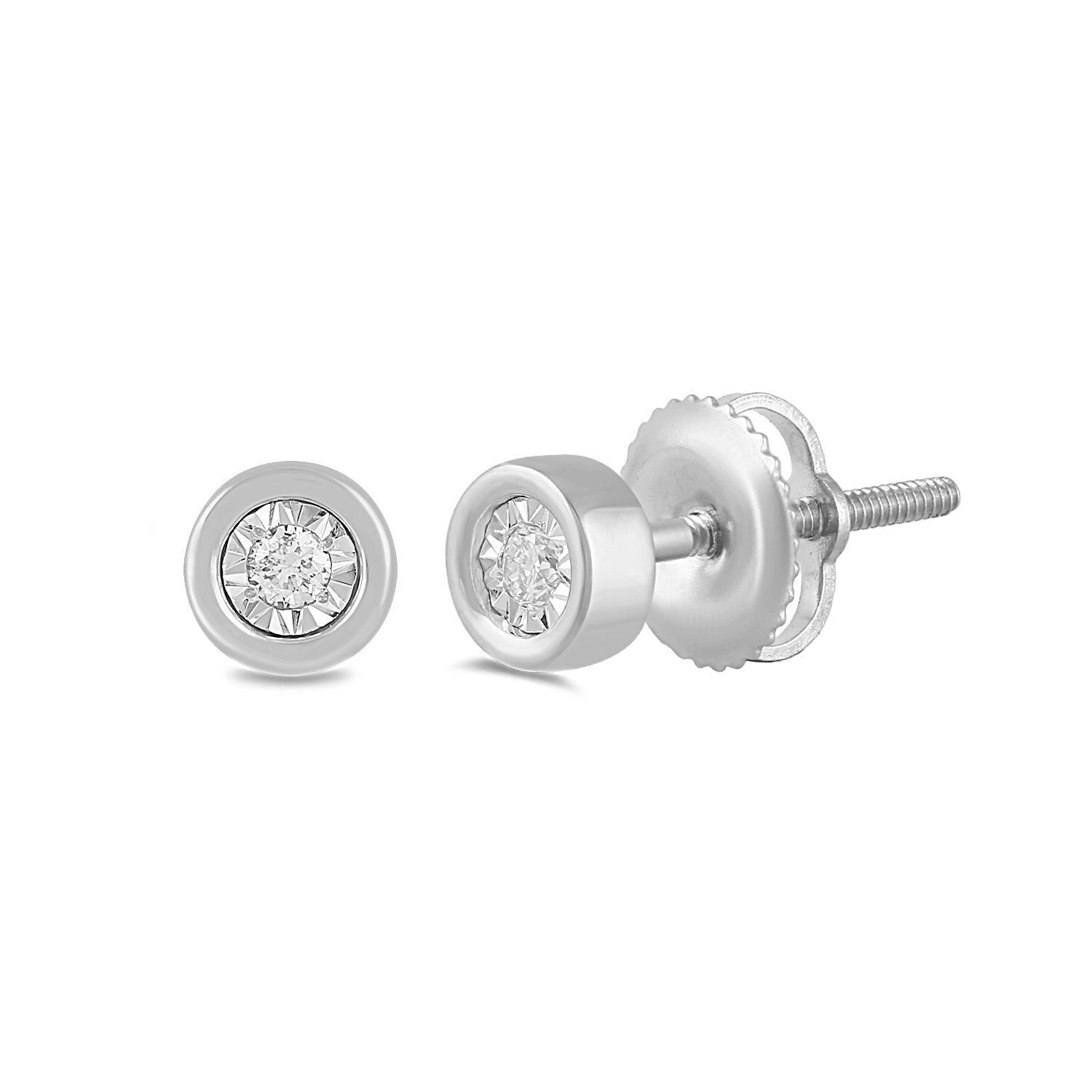 14K Solid Gold  0.05ctw Diamond Stud Earrings