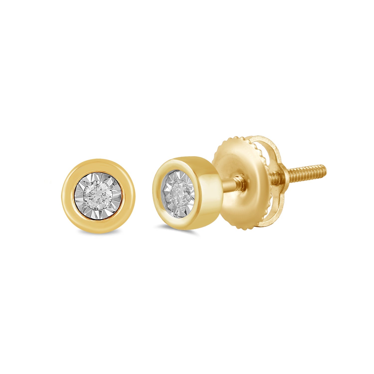 14K Solid Gold  0.05ctw Diamond Stud Earrings