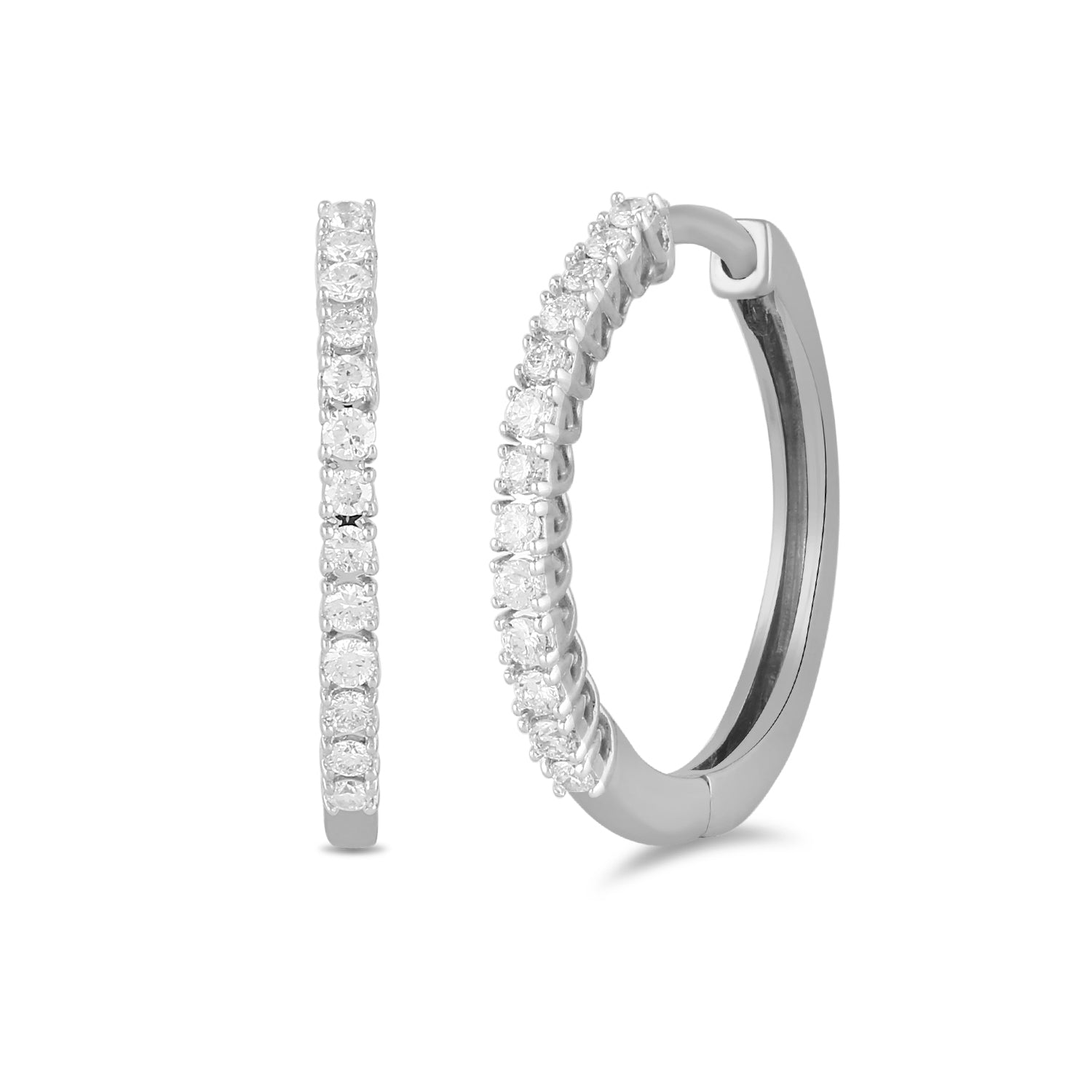 14K Solid Gold  0.27ctw Diamond Hoop Earrings