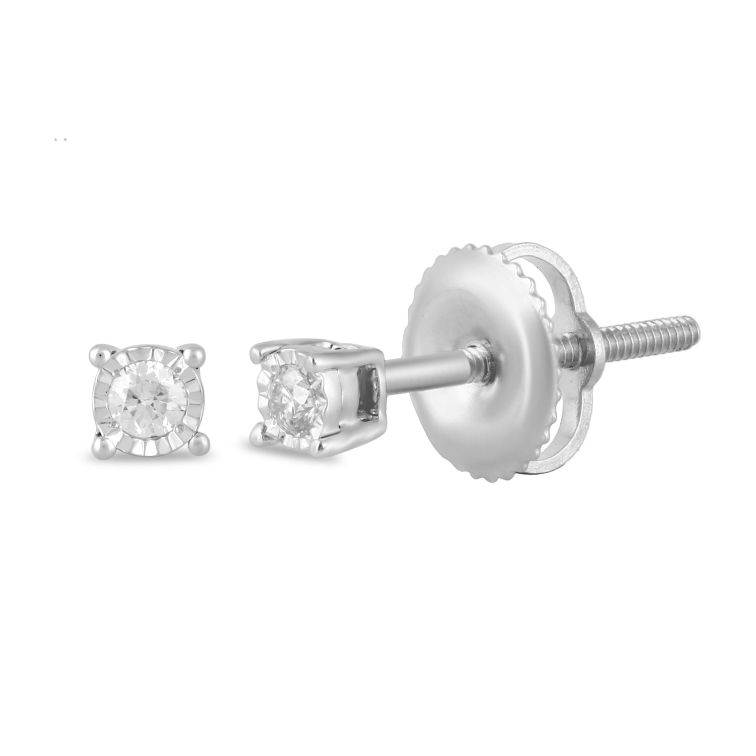 14K Solid Gold  0.11ctw Diamond Stud Earrings
