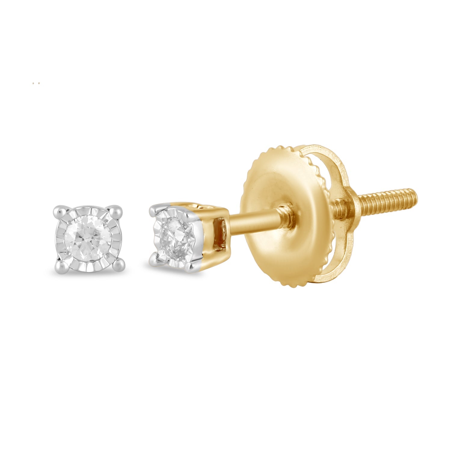 14K Solid Gold  0.11ctw Diamond Stud Earrings