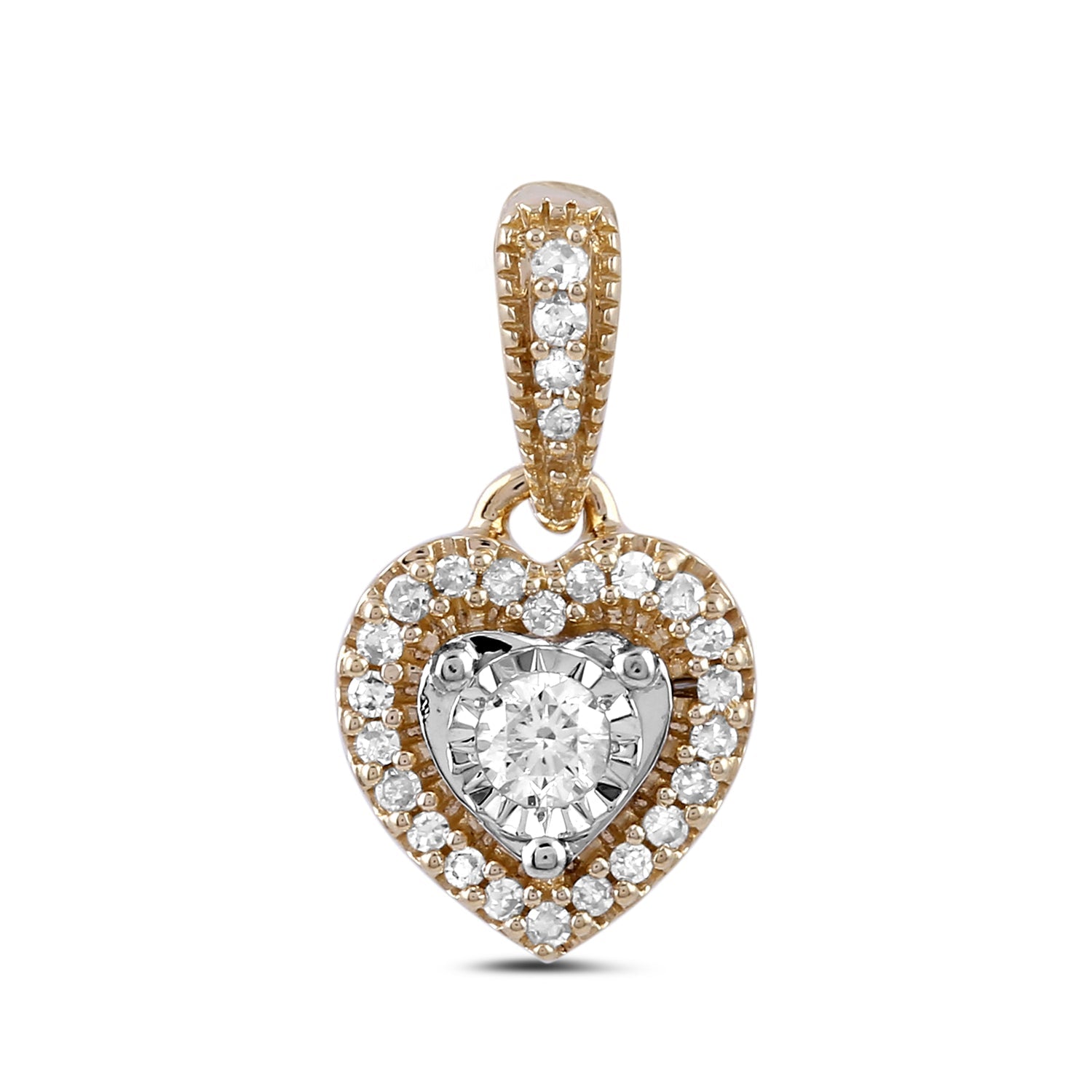14K Solid Gold  0.12ctw Diamond Pendants