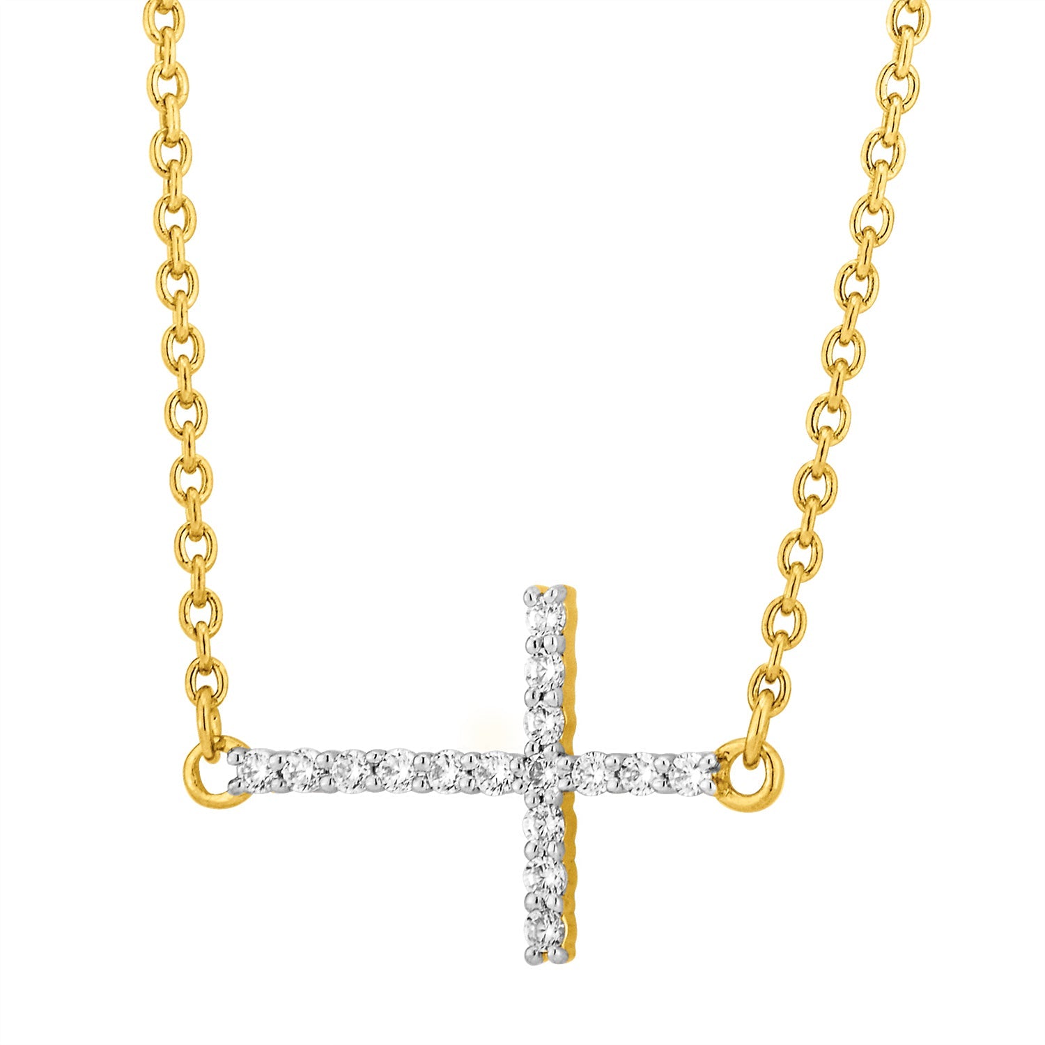 14K Solid Gold  0.16ctw Cross Diamond Pendants