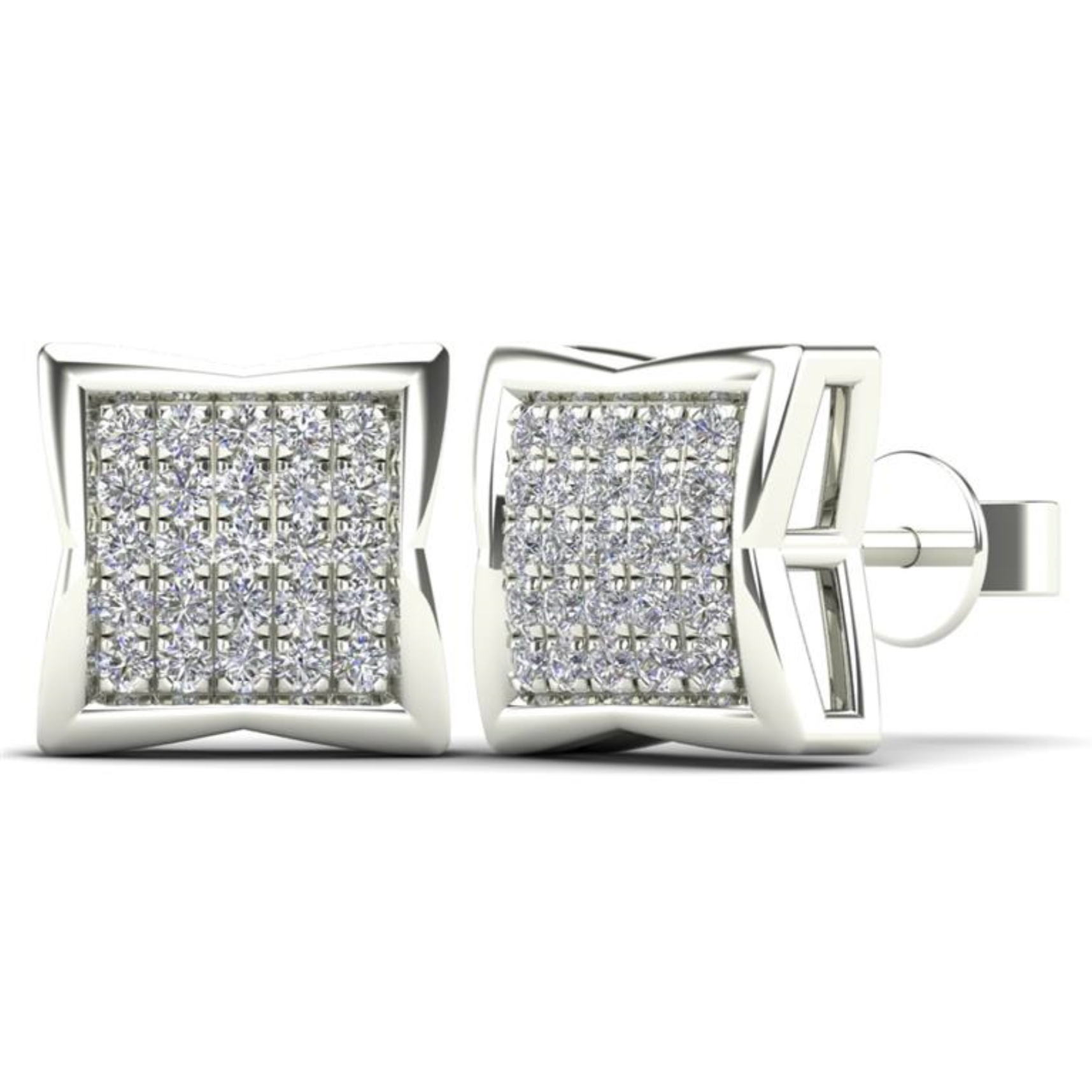 14K Solid Gold 0.15ctw Micro-pavé Diamond Stud Earrings