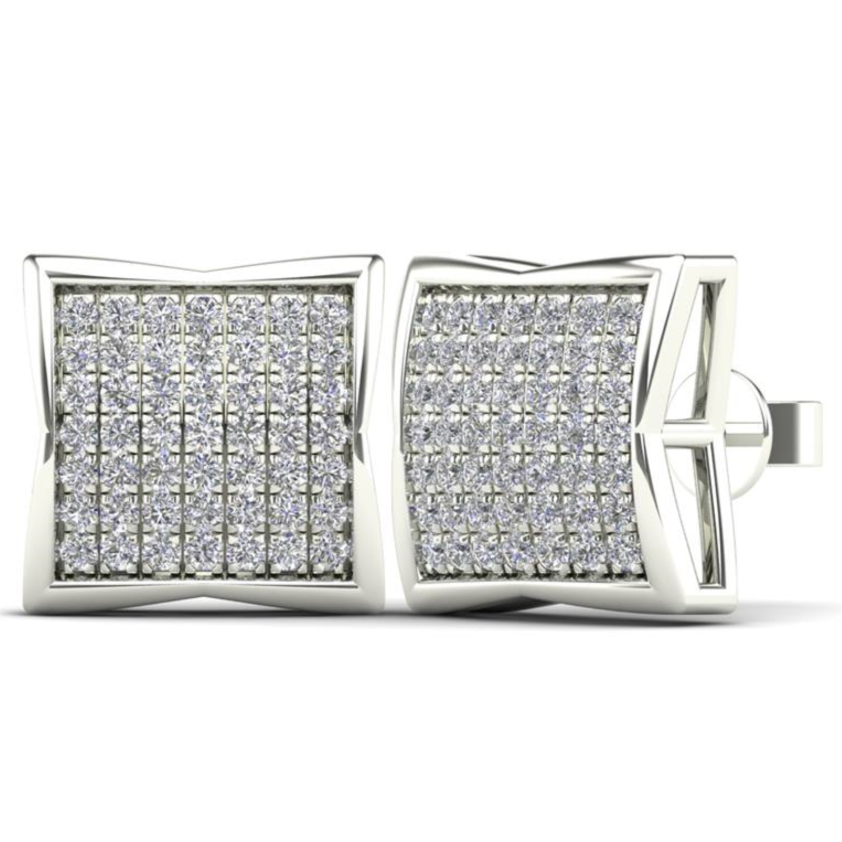 14K Solid Gold 0.30ctw Micro-pavé Diamond Stud Earrings