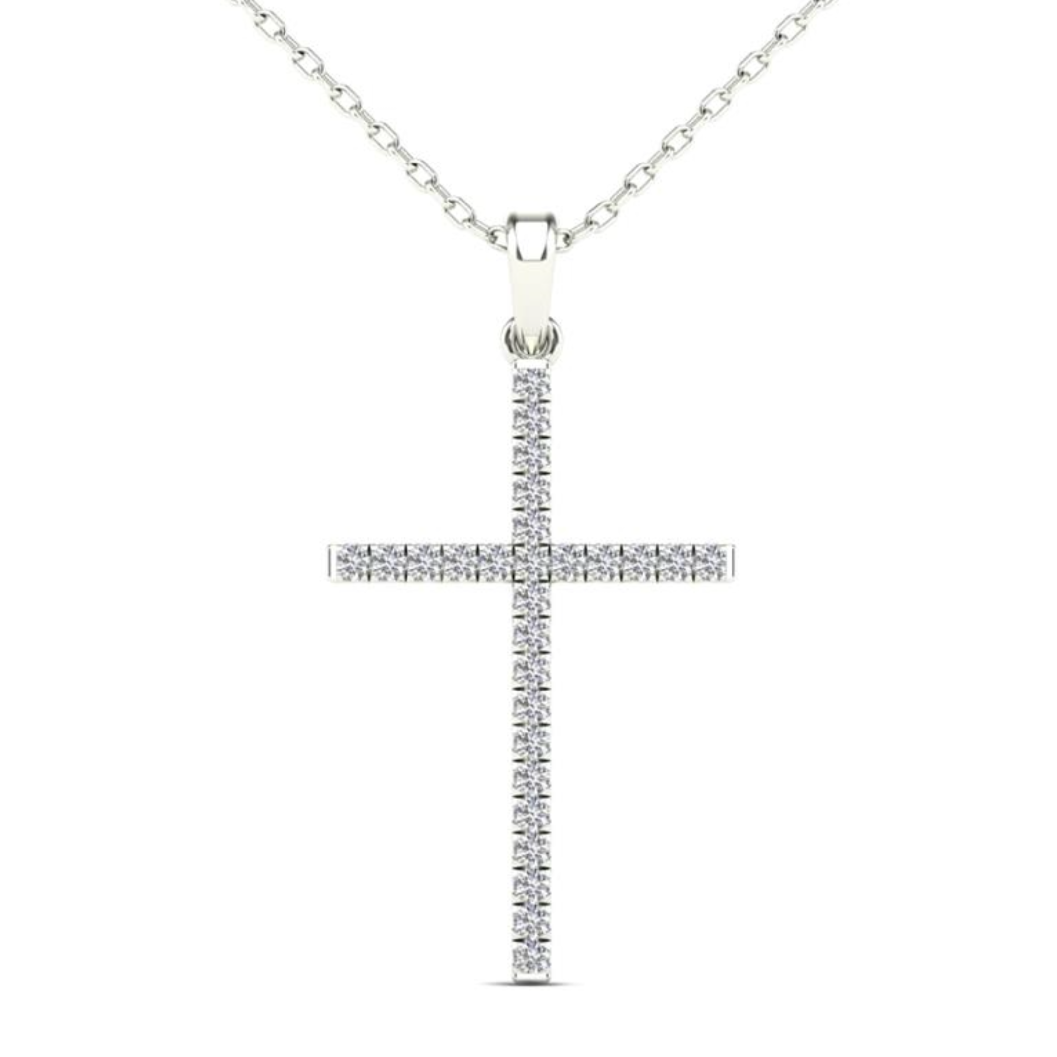 14K Solid Gold 0.27ctw Diamond Cross Pendant