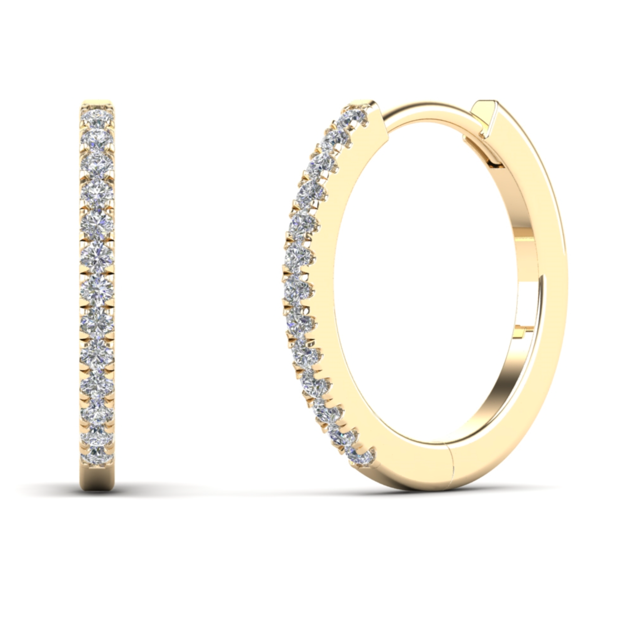 14K Solid Gold 0.27ctw Diamond Hoop Earrings