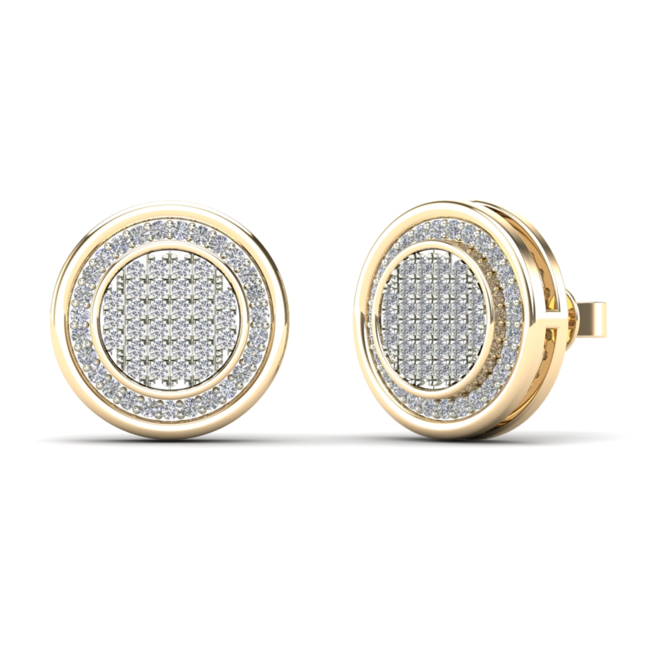 10K Solid Gold 0.51ctw Diamond Double Round Stud Earrings