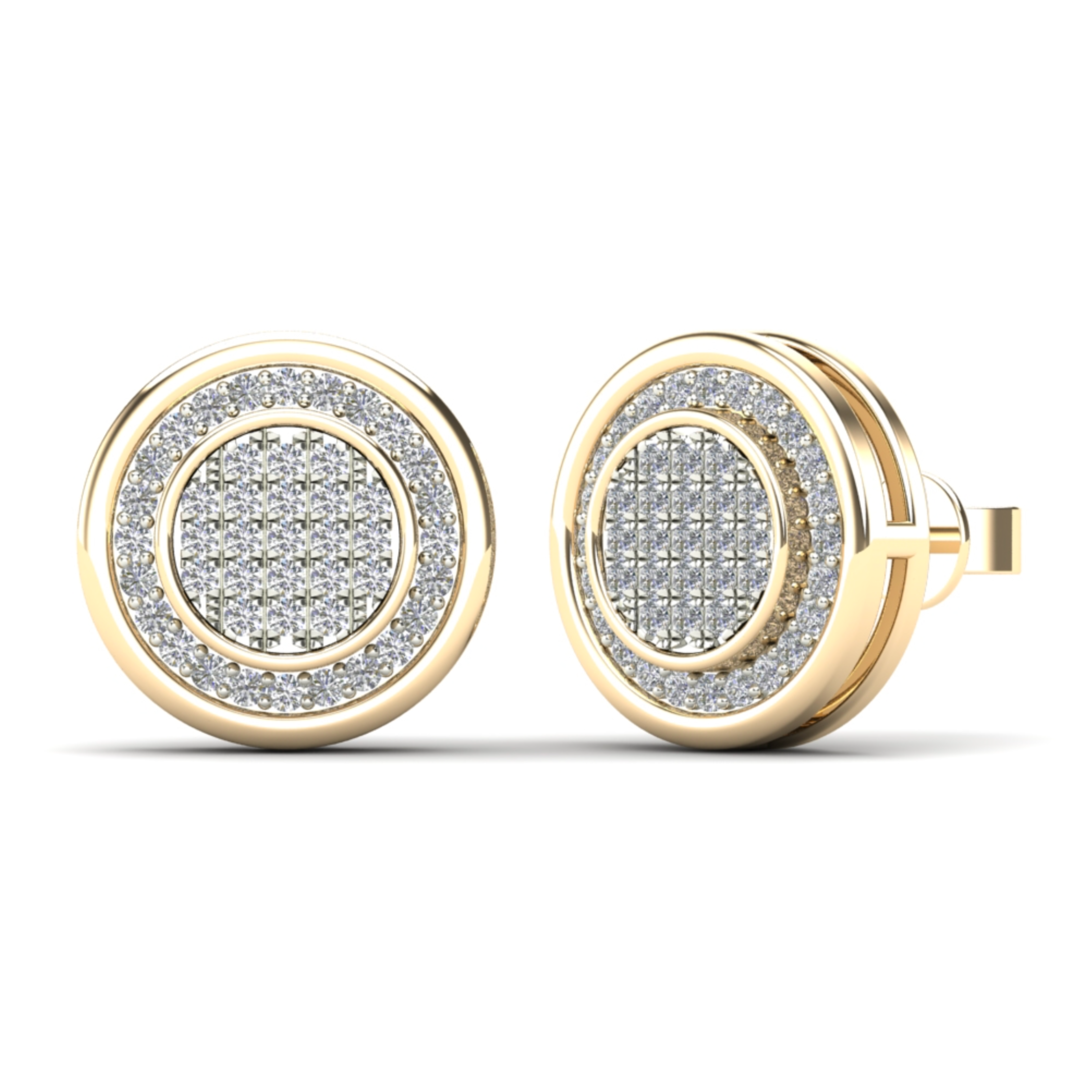 10K Solid Gold 0.25ctw Diamond Double Round Stud Earrings