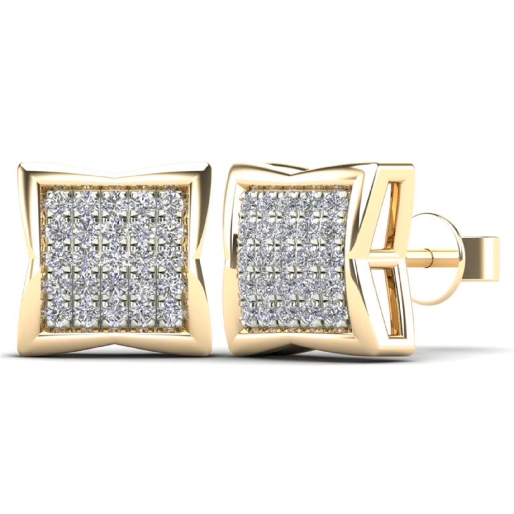14K Solid Gold 0.15ctw Micro-pavé Diamond Stud Earrings