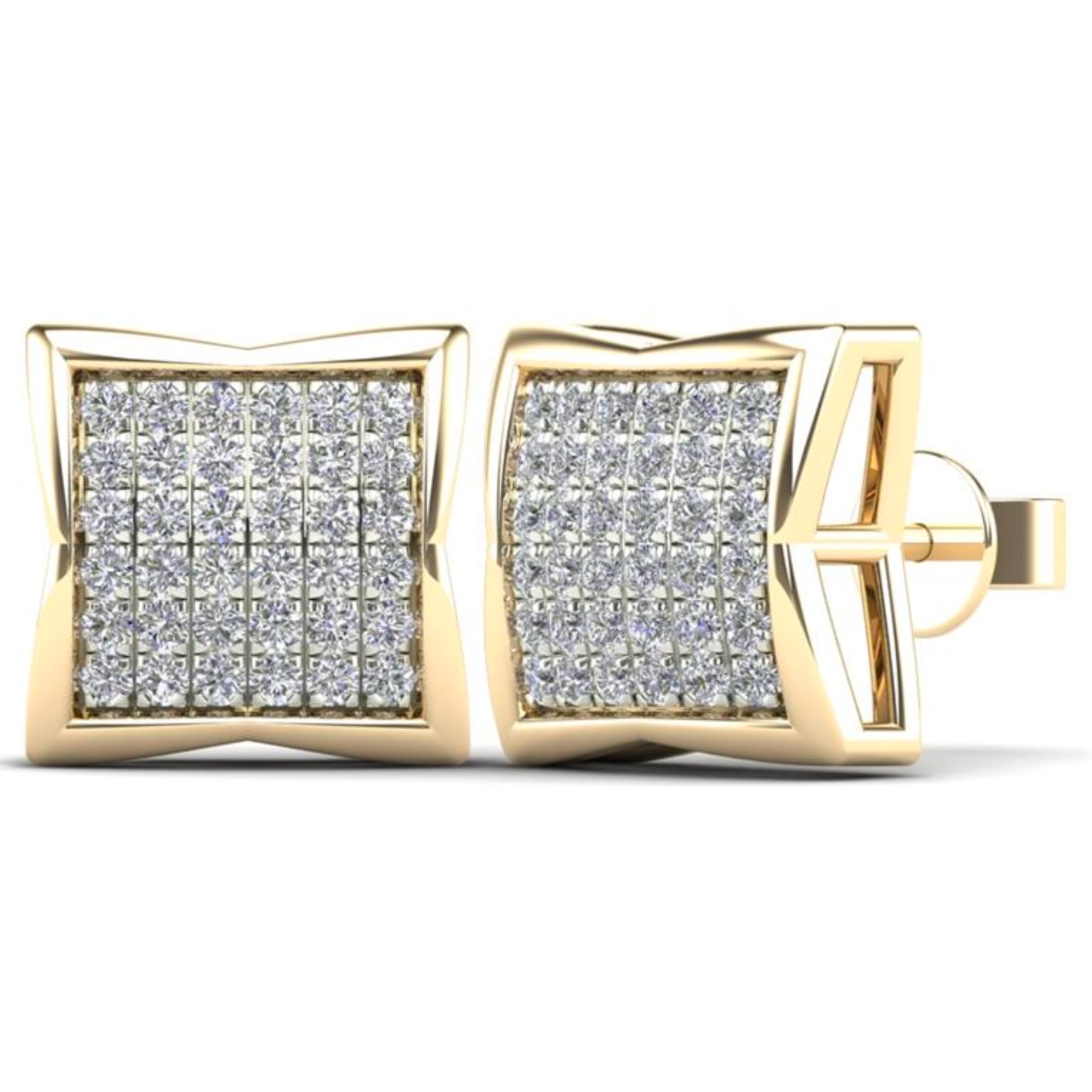 14K Solid Gold 0.22ctw Micro-pavé Diamond Stud Earrings