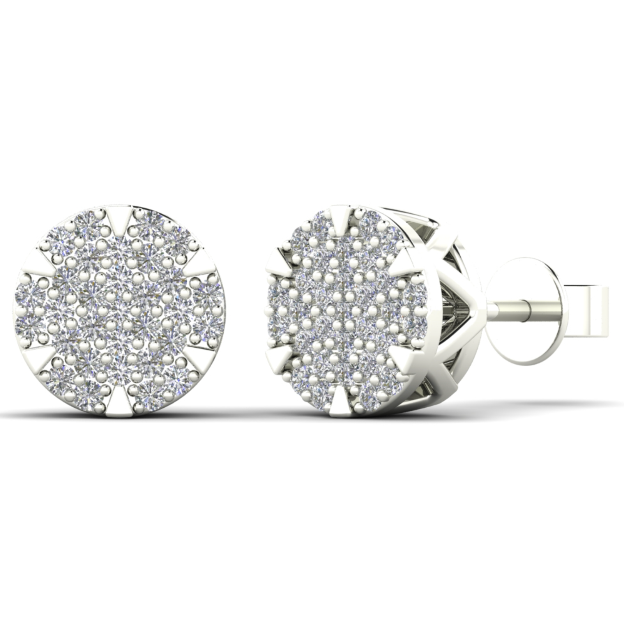 14K Solid Gold 0.19ctw Diamond Round Stud Earrings