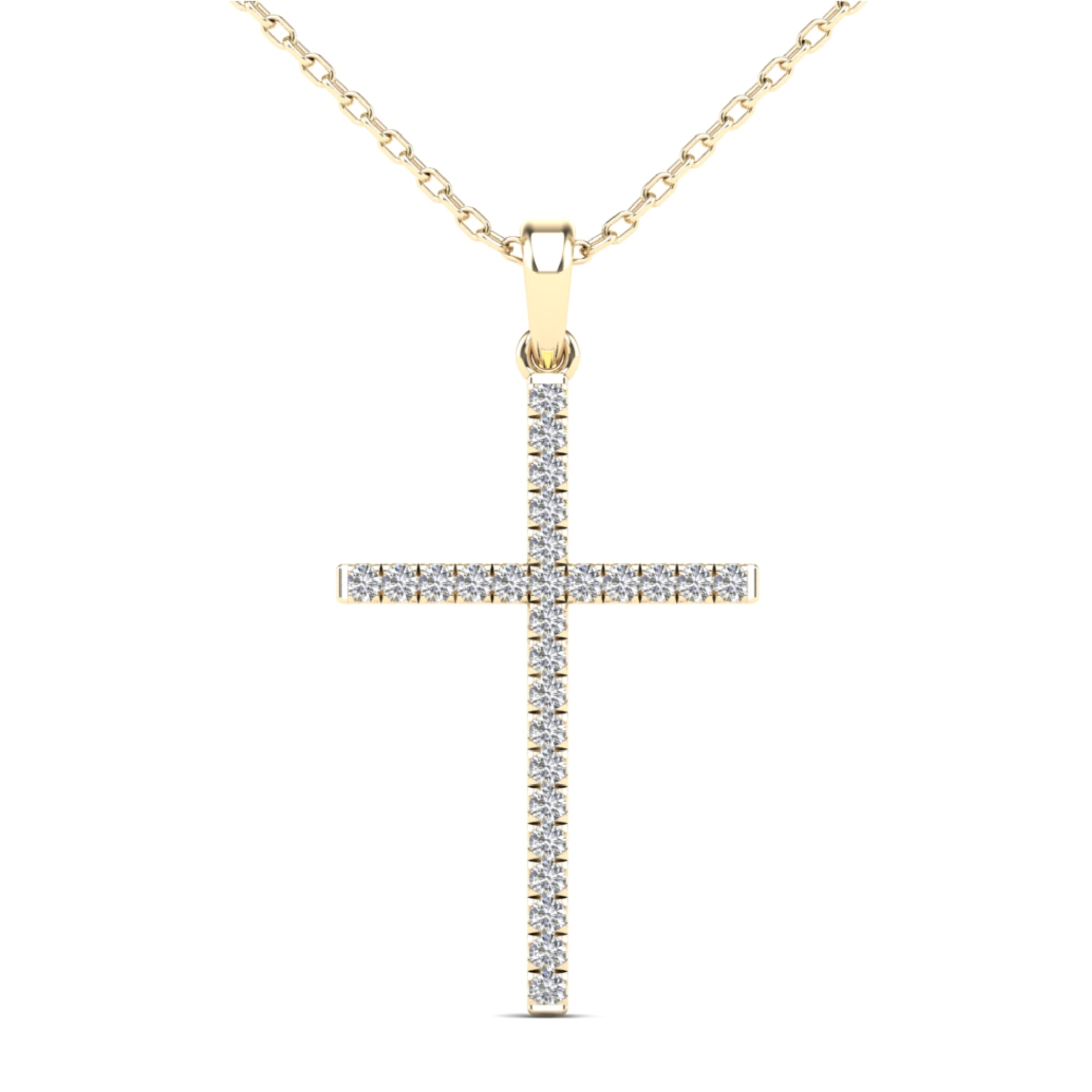 14K Solid Gold 0.27ctw Diamond Cross Pendant