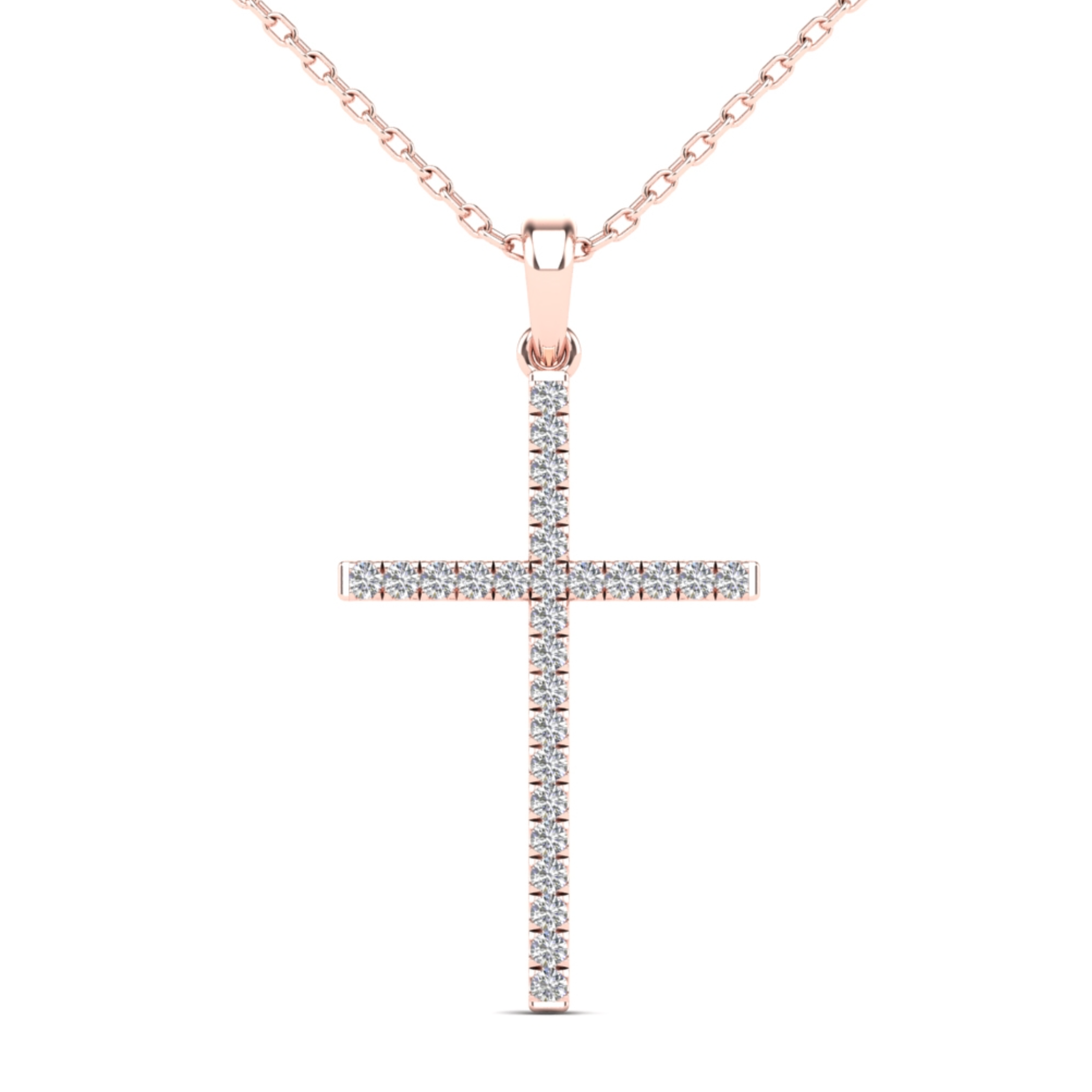 14K Solid Gold 0.27ctw Diamond Cross Pendant