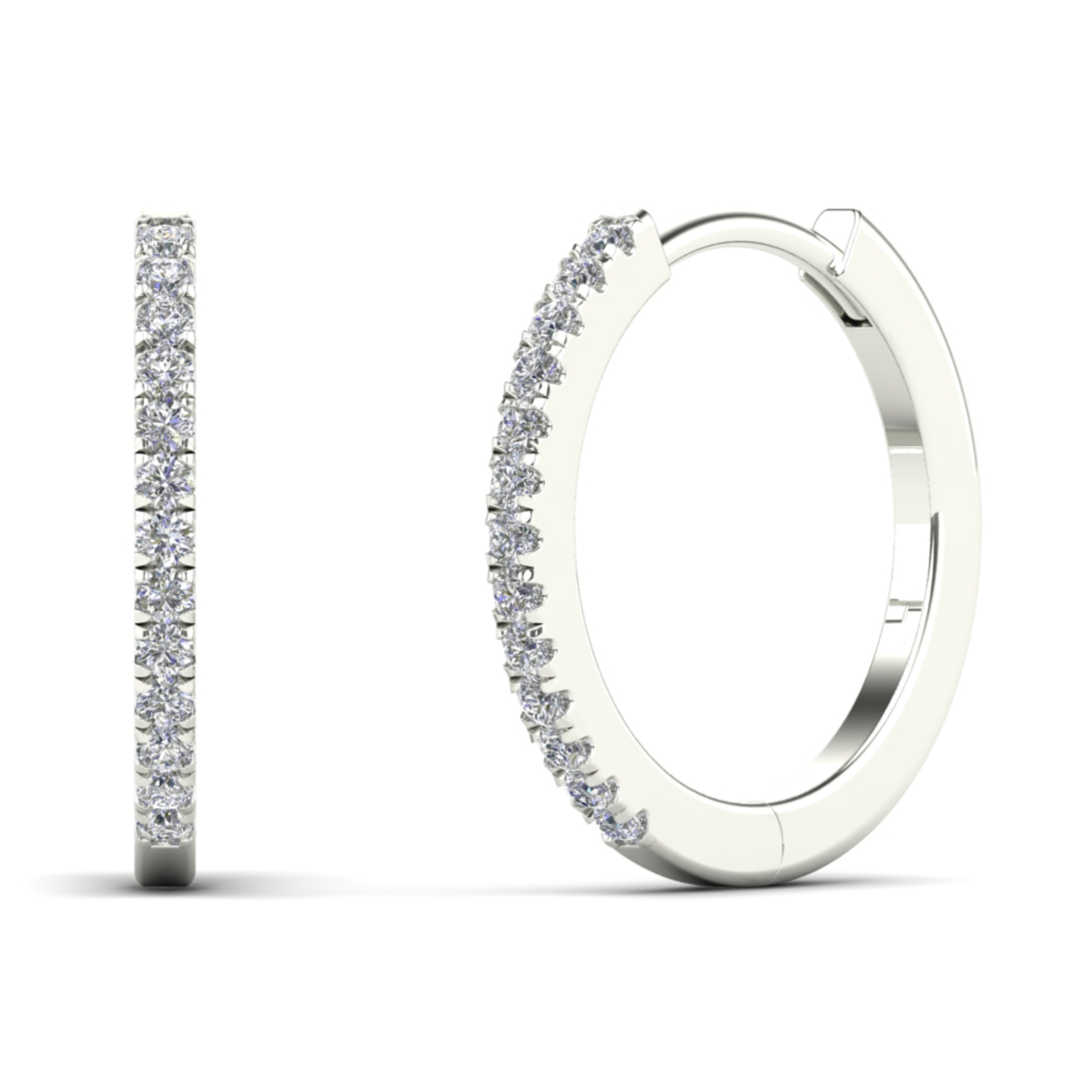 14K Solid Gold 0.27ctw Diamond Hoop Earrings