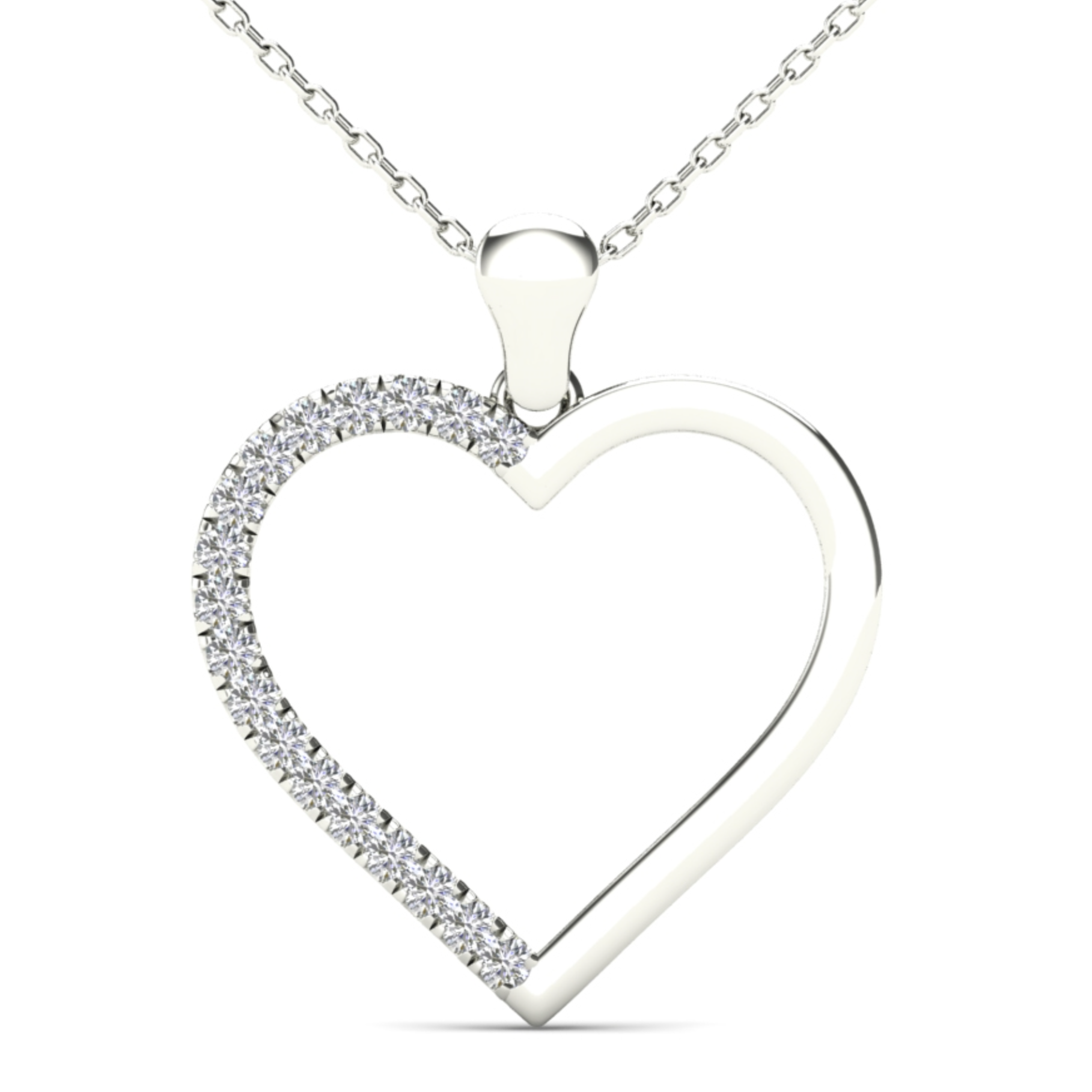 14K Solid Gold 0.18ctw Diamond Heart Pendant