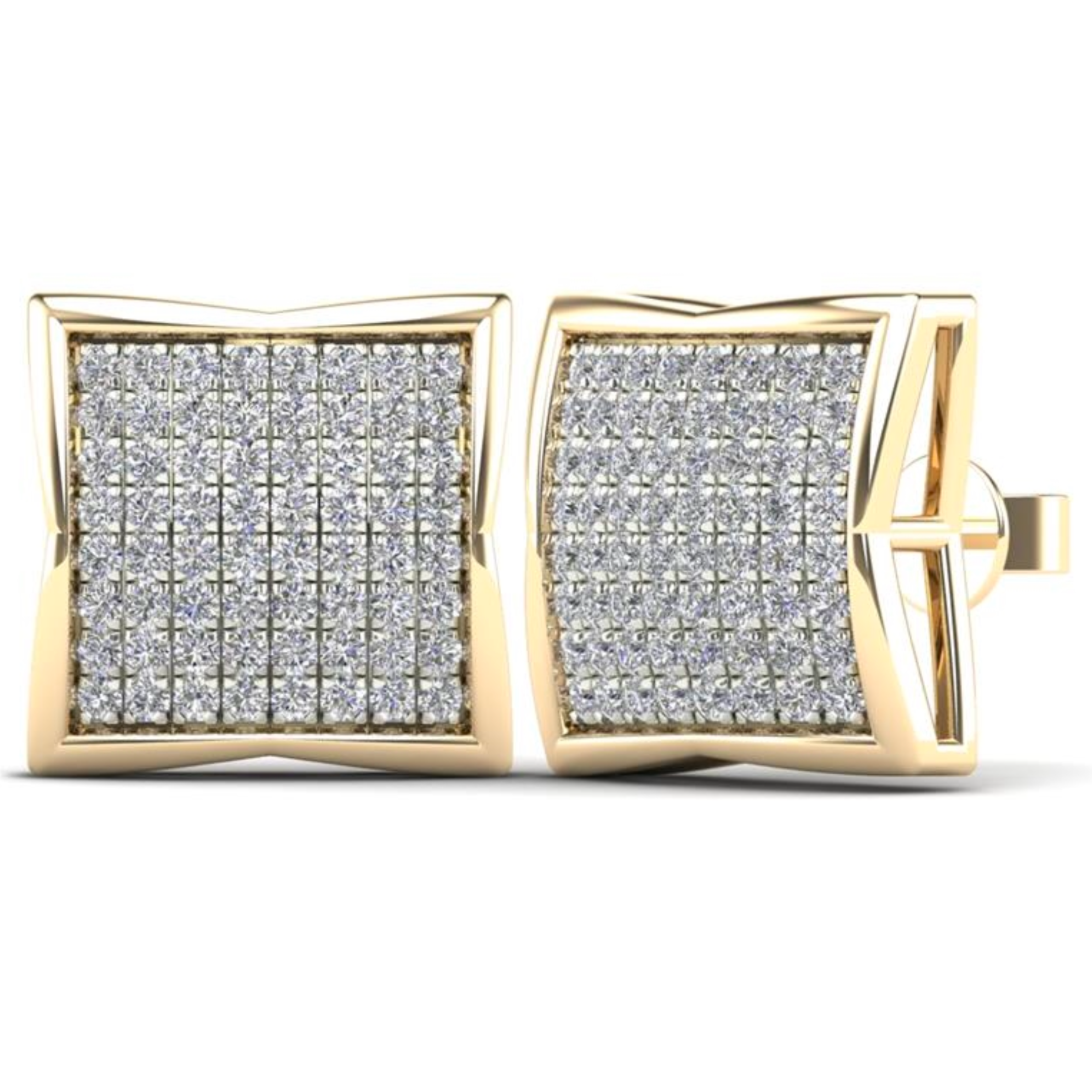 14K Solid Gold 0.40ctw Micro-pavé Diamond Stud Earrings